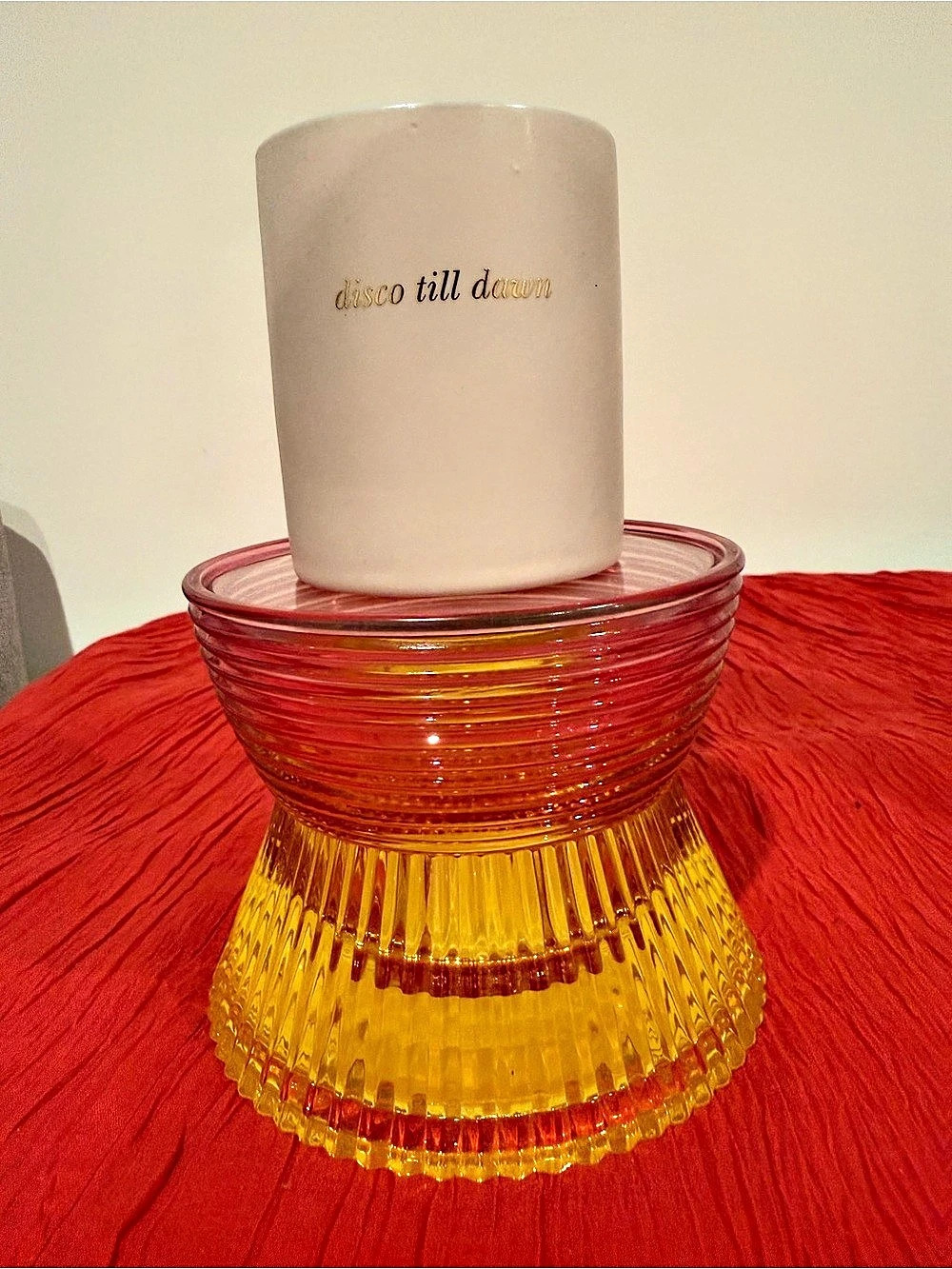 Kate spade and B&BW Ribbed Glass Candle Holder in Orange & Pink